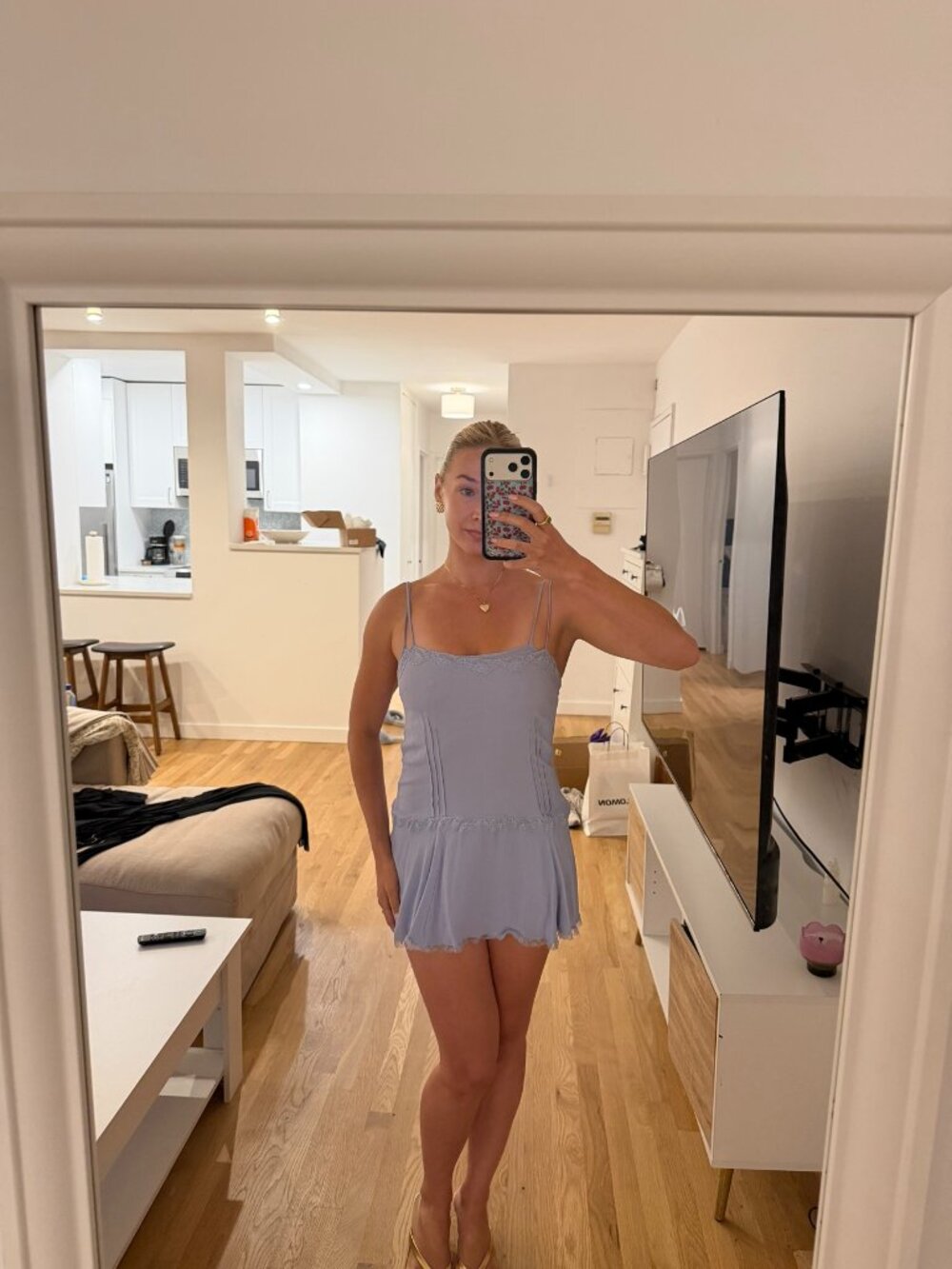 Reformation Pastel Blue Two Layer Mini Dress